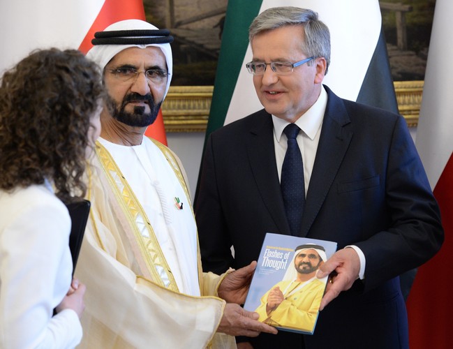 Wiceprezydent i premier Zjednoczonych Emiratów Arabskich emir Dubaju szejk Mohammed bin Rashid Al-Maktoum z wizytą w Polsce