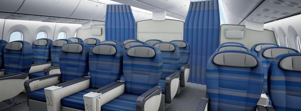Wnętrze klasy premium economy Boeinga 787 Dreamliner PLL LOT. Źrodło: materiały prasowe LOT