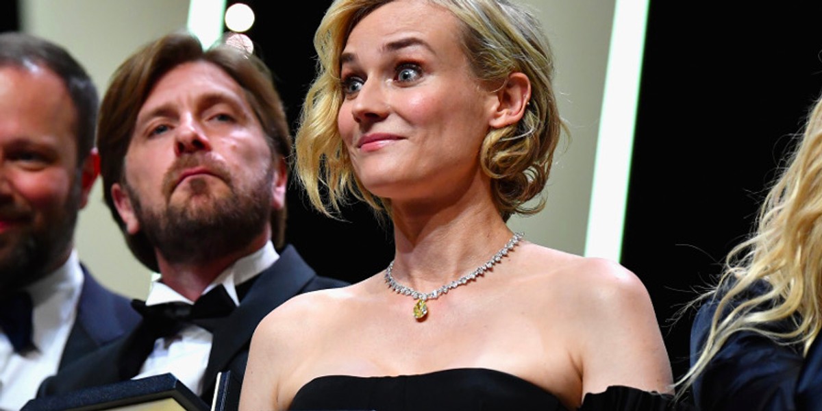 Kruger after winning best actress at the Cannes Film Festival for "In the Fade."