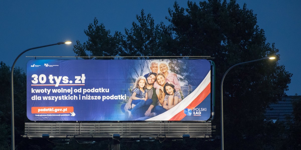 Reklama  Polskiego Ładu, sierpień 2021 r.