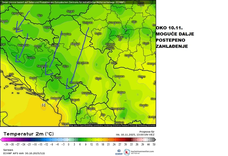 Oko 10. novembra je moguće postepeno zahlađenje