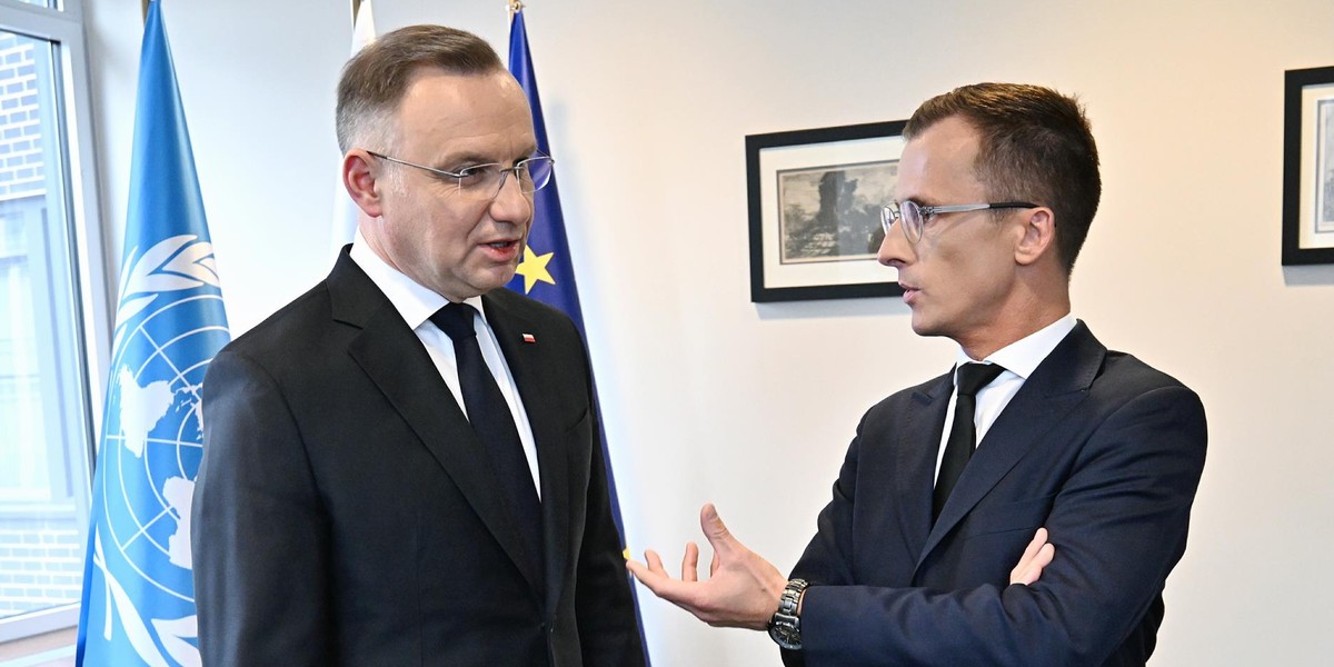 Prezydent Andrzej Duda i redaktor naczelny "Faktu" Michał Wodziński.