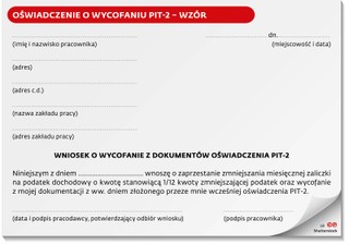 Oświadczenie o wycofaniu PIT-2 - wzór