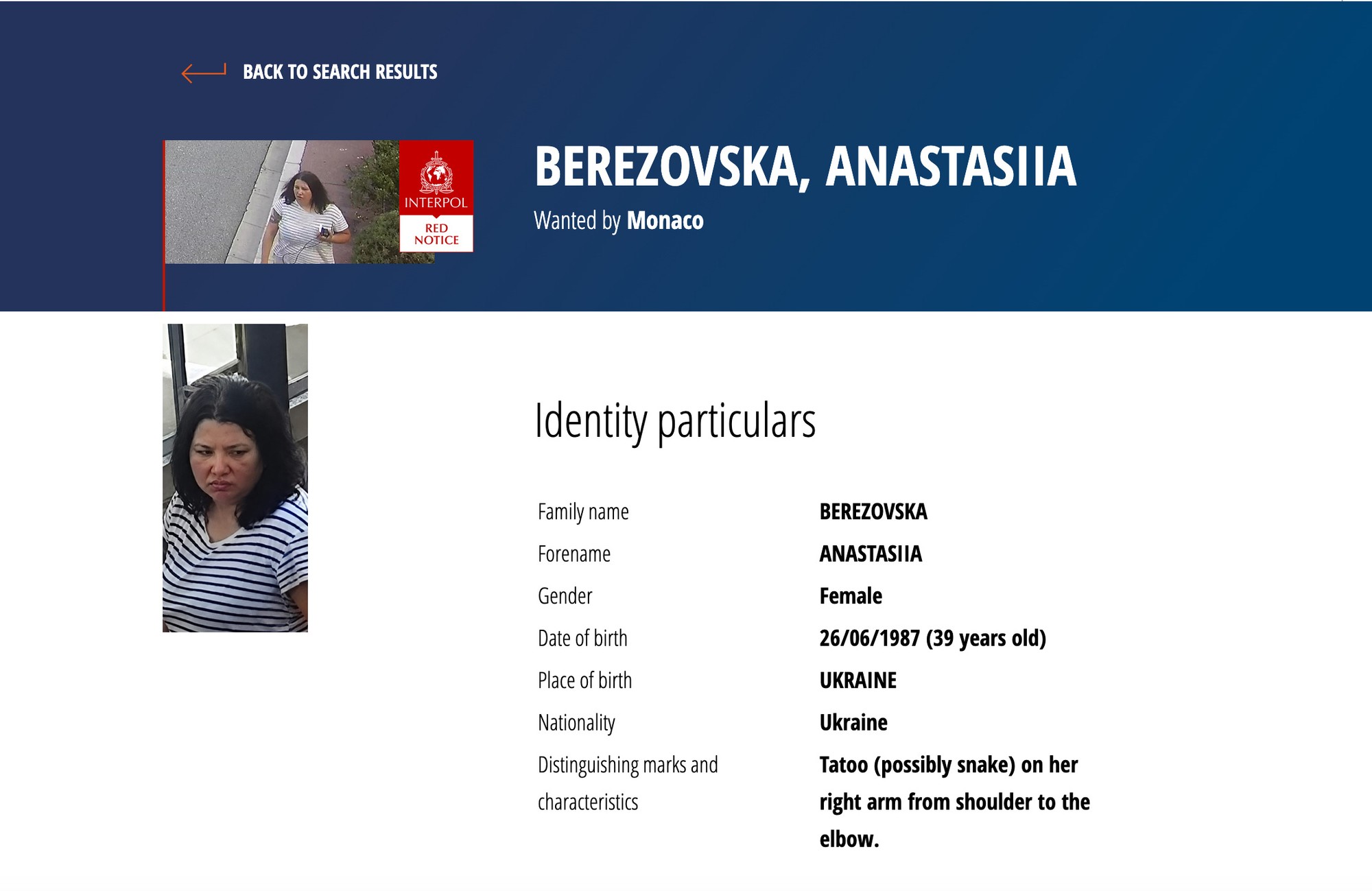 Interpol pátra po Anastasii Berezovskej. 