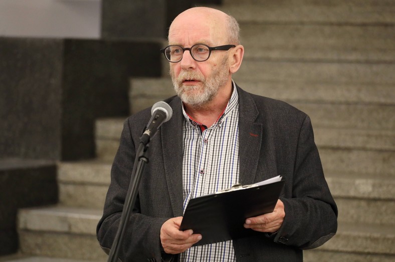 Dyrektor ŻIH Paweł Śpiewak w czasie wernisażu wystawy "Szmul Zygielbojm. Milczeć nie mogę i żyć nie mogę", Warszawa, 10.05.2018 r.