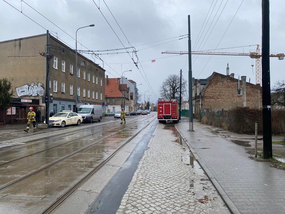 Akcja straży pożarnej na ul. 28 Czerwca 1956 roku, droga zamknięta dla ruchu fot. Codzienny Poznań