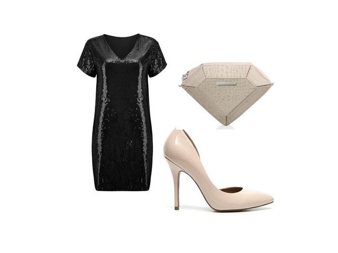 SUKIENKA Z CEKINAMI CAMAIEU 159,90 PLN; TOREBKA SABRINA PILEWICZ 550,00 PLN; SZPILKI STEVE MADDEN 399,90 PLN KOLCZYKI CAMAIEU 24,90 PLN;