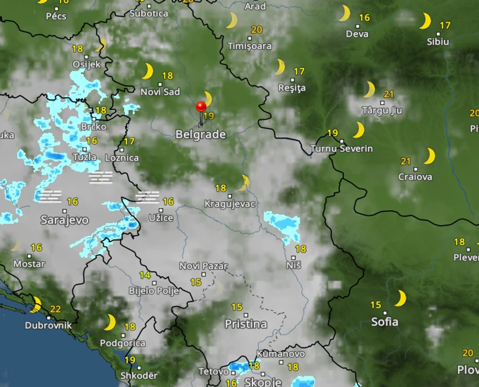 Kretanje nevremena u 5 časova