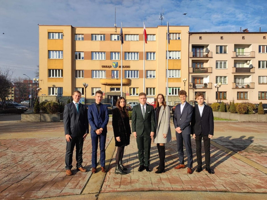 Od lewej: Błażej Dziech, Bartosz Głombek, Regina Banet, Łukasz Włoch, Wiktoria Kukla, Filip Dobucki, Michał Kupczak