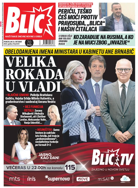 Naslovna strana za 24.10. - Blic