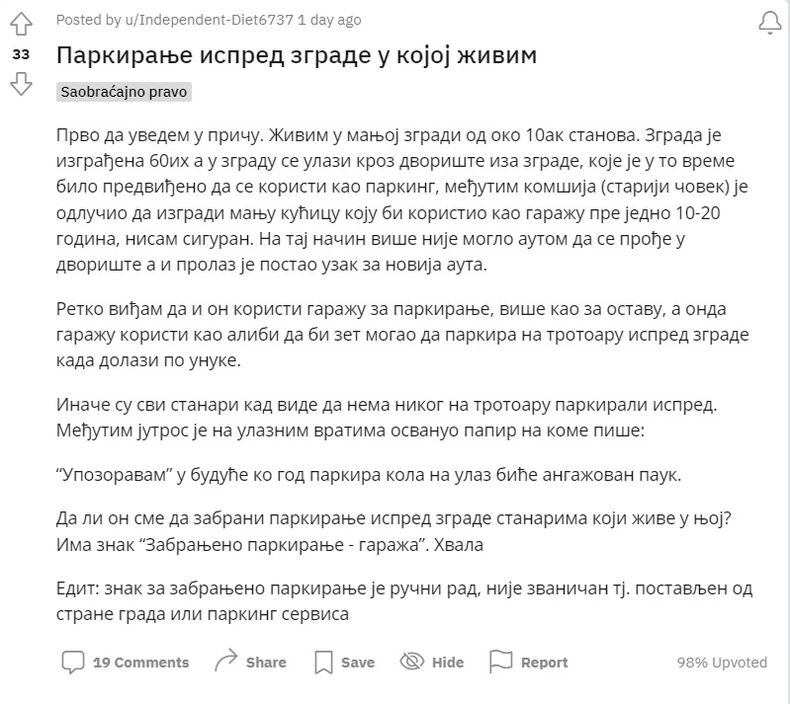 parkiranje ispred zgrade