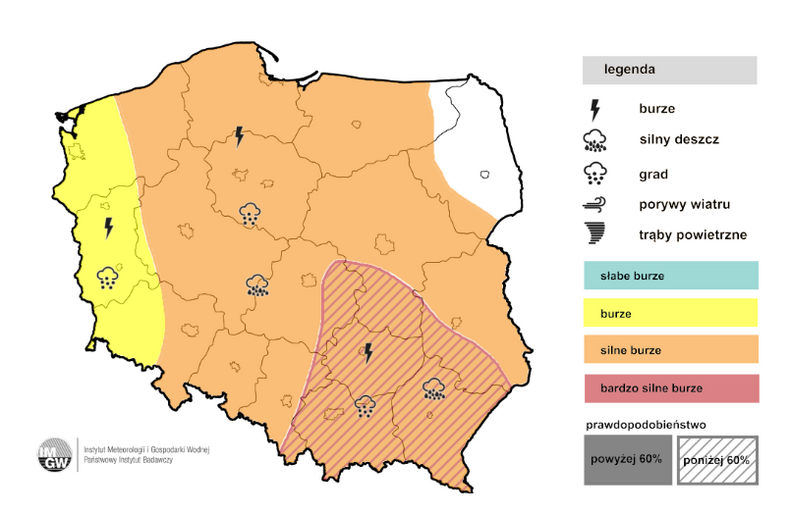 Burze możliwe są dziś w całej Polsce. Do wieczora nie dotrą tylko nad Podlasie