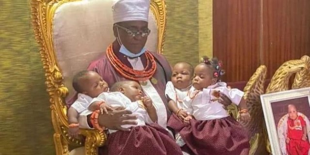 Oba of Benin names his quadruples amid fun fare | Pulse Nigeria