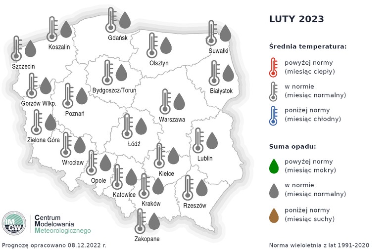 W lutym temperatura będzie balansowała w pobliżu normy