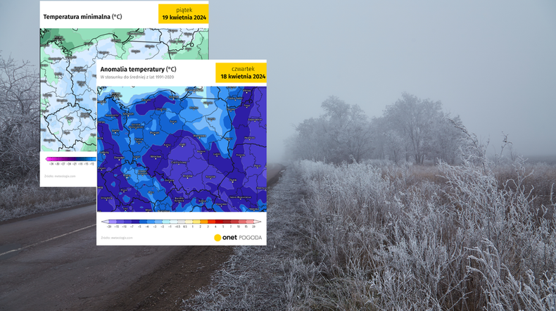 Cała Polska zagrożona silnymi przymrozkami (screen: meteologix.com)