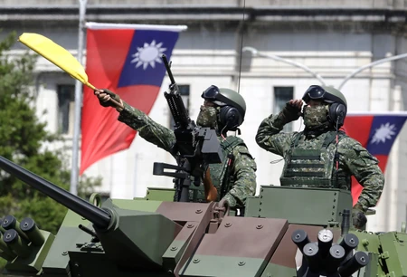 Tajvanska vojska tokom proslave Nacionalnog dana u Taipeju 10. oktobra 2021.