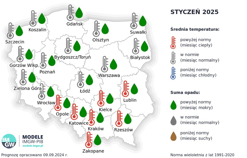 IMGW prognoza pogody na styczeń 2025