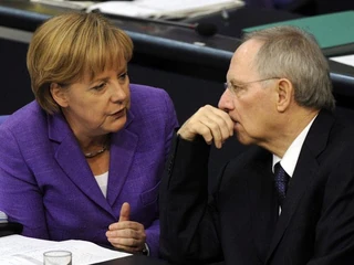 Kanclerz Niemiec Angela Merkel i Minister Finansów Wolfgang Schaeuble