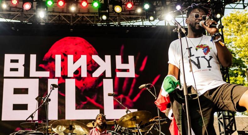 Kenyan Rapper Blinky Bill (born Bildad Sellanga) and his band perform onstage at Central Park SummerStage, New York, New York, July 7, 2019. (Photo by Jack Vartoogian/Getty Images)