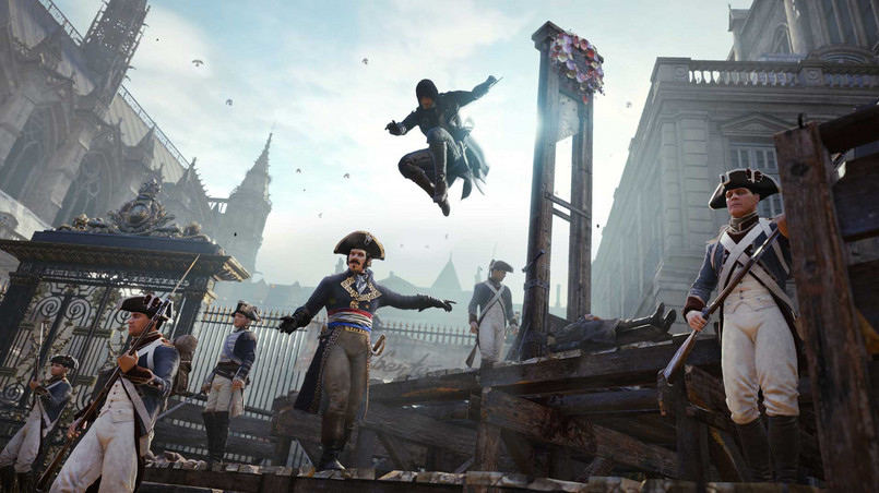 Assassins Creed Unity Kolejna odsłona przygodowej gry przygotowanej przez Ubisoft. Tym razem gracze wcielają się w asasyna imieniem Arno. Na uwagę zwraca grafika, a przede wszystkim z precyzją odwzorowane budynki XVIII-wiecznego Paryża.