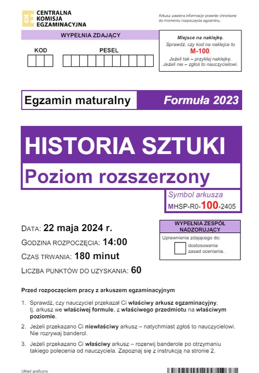 Matura 2024. Co było na egzaminie z historii sztuki? [ARKUSZE CKE]