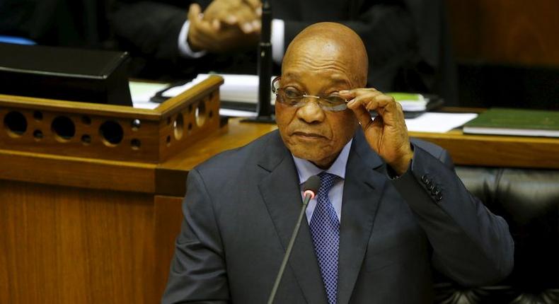 South Africa's President Jacob Zuma answers questions at Parliament in Cape Town, in this picture taken March 17, 2016. 