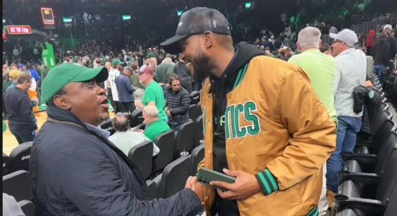 President Uhuru Kenyatta was seen at a Boston Celtics game,