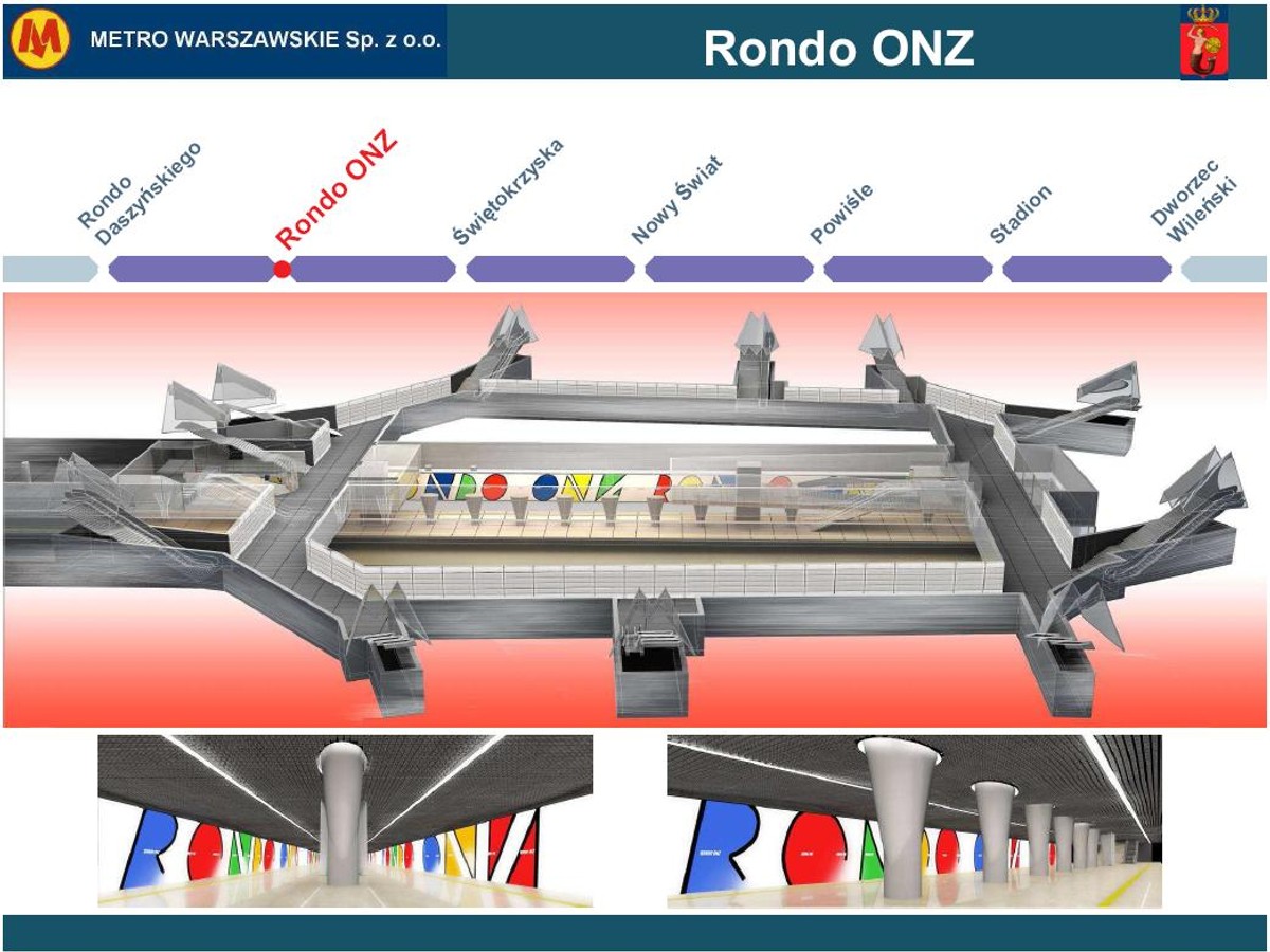 Metro warszawskie - przekrój stacji Rondo ONZ