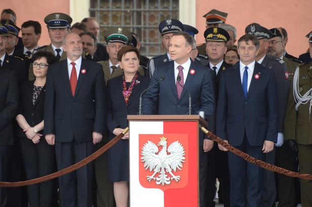 Wystąpienie prezydenta Andrzeja Dudy podczas centralnych obchodów Święta Narodowego 3 Maja, jakie odbyły się na Placu Zamkowym w Warszawie