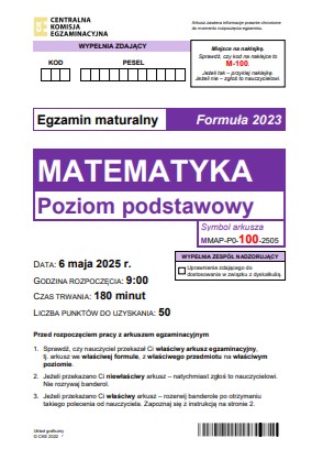 Matura 2025. Matematyka - poziom podstawowy [ARKUSZE CKE]