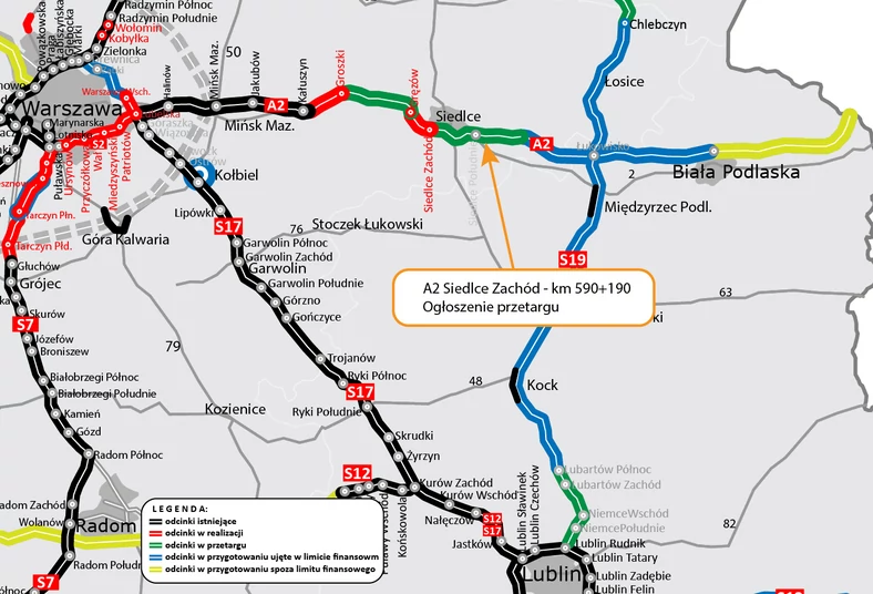 Mapa A2 na wschodzie Polski