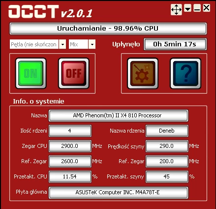 ASUS M4A78T-E – szyna 290 MHz