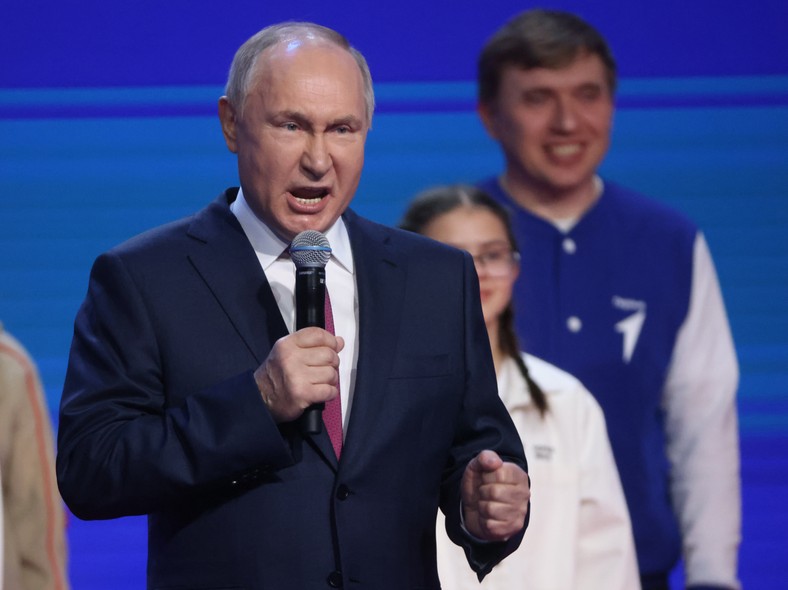 Prezydent Rosji Władimir Putin podczas 2. Kongresu Ruchu Pierwszych w Moskwie, 1 lutego 2024 r.