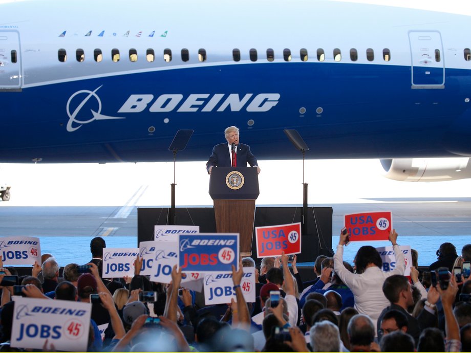 Trump at the Boeing plant in North Charleston, South Carolina.