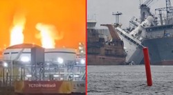 Uderzenie dronów nad Bałtykiem. Potężny pożar w Ust-Łudze, uszkodzono okręt w Wyborgu