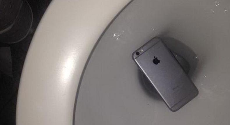 File image of a phone dropped in a toilet