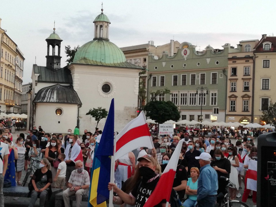 Kraków: akcja solidarności z Białorusią