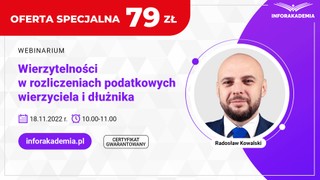 Wierzytelności w rozliczeniach podatkowych wierzyciela i dłużnika [WEBINARIUM]