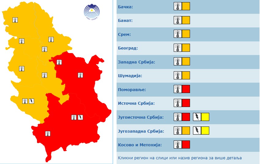 Crveni meteoalarm danas na snazi u Srbiji