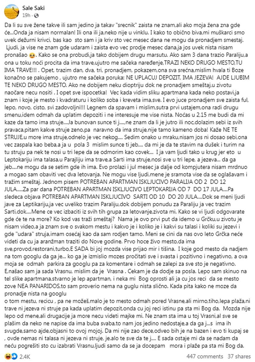 Objava koja je nasmejala korisnike društvenih mreža