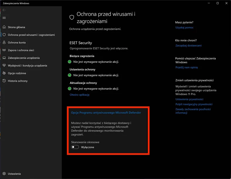 Włączamy usługę Microsoft Defender