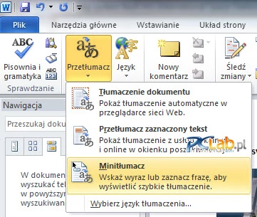 MS Word 2010 – nowy Minitłumacz