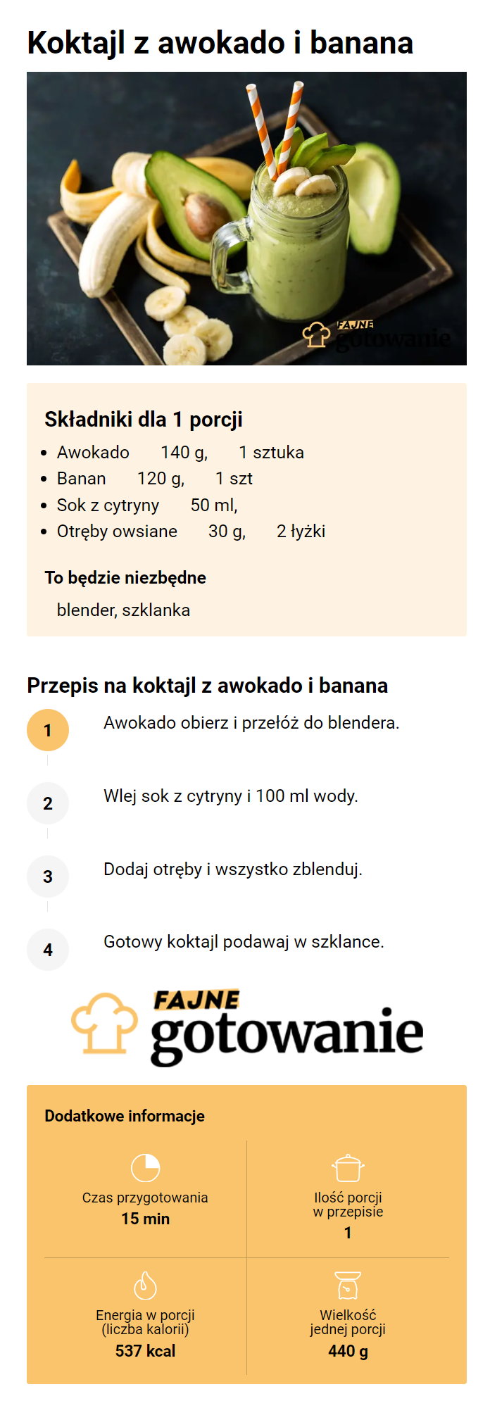 Koktajl z awokado i banana