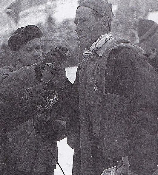 Historia polskich skoków narciarskich: wywiad ze Stanisławem Marusarzem w czasie Mistrzostw Polski w 1952 roku. Domena publiczna