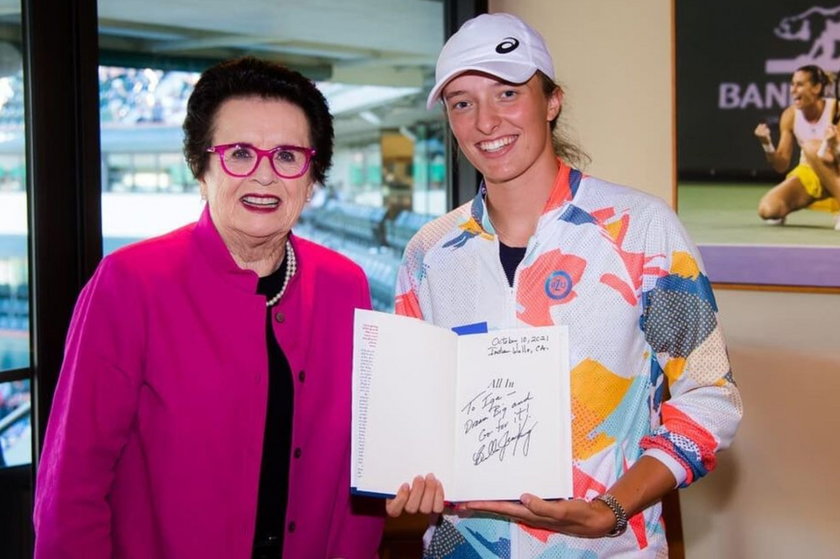 Iga spotkała się z legendą tenisa Billie-Jean King (78 l.).