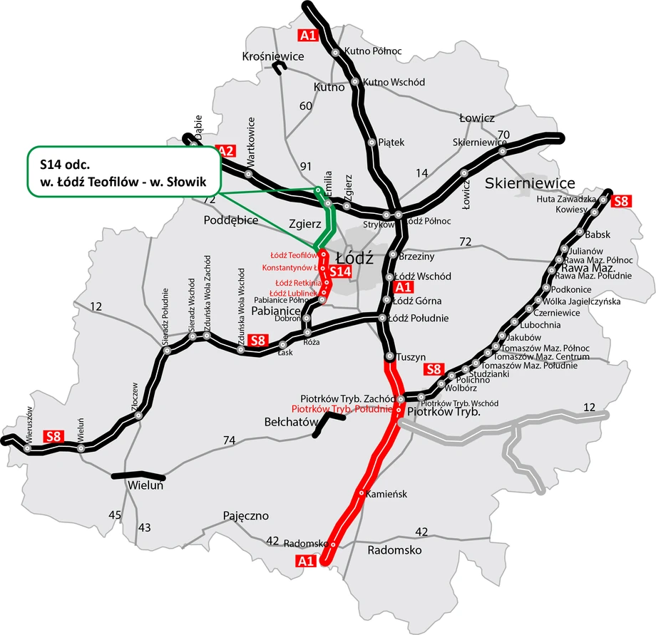 S14 odcinek Łódź Teofilów - Słowik