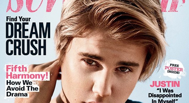 Justin Bieber on Seventeen Magazine cover