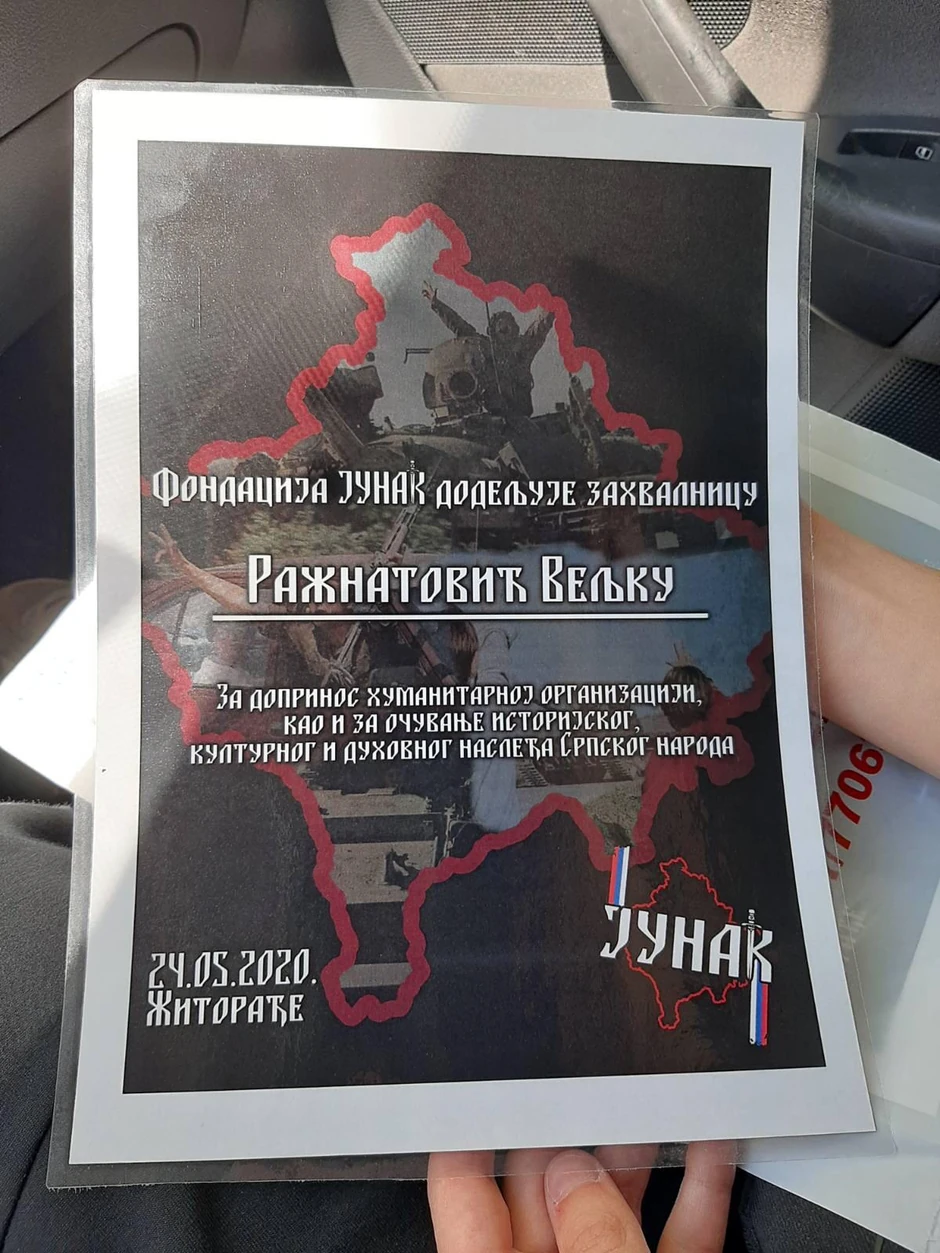 Veljko dobio zahvalnicu