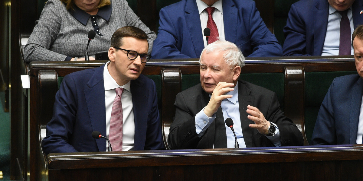 Premier Mateusz Morawiecki i prezes PiS Jarosław Kaczyński