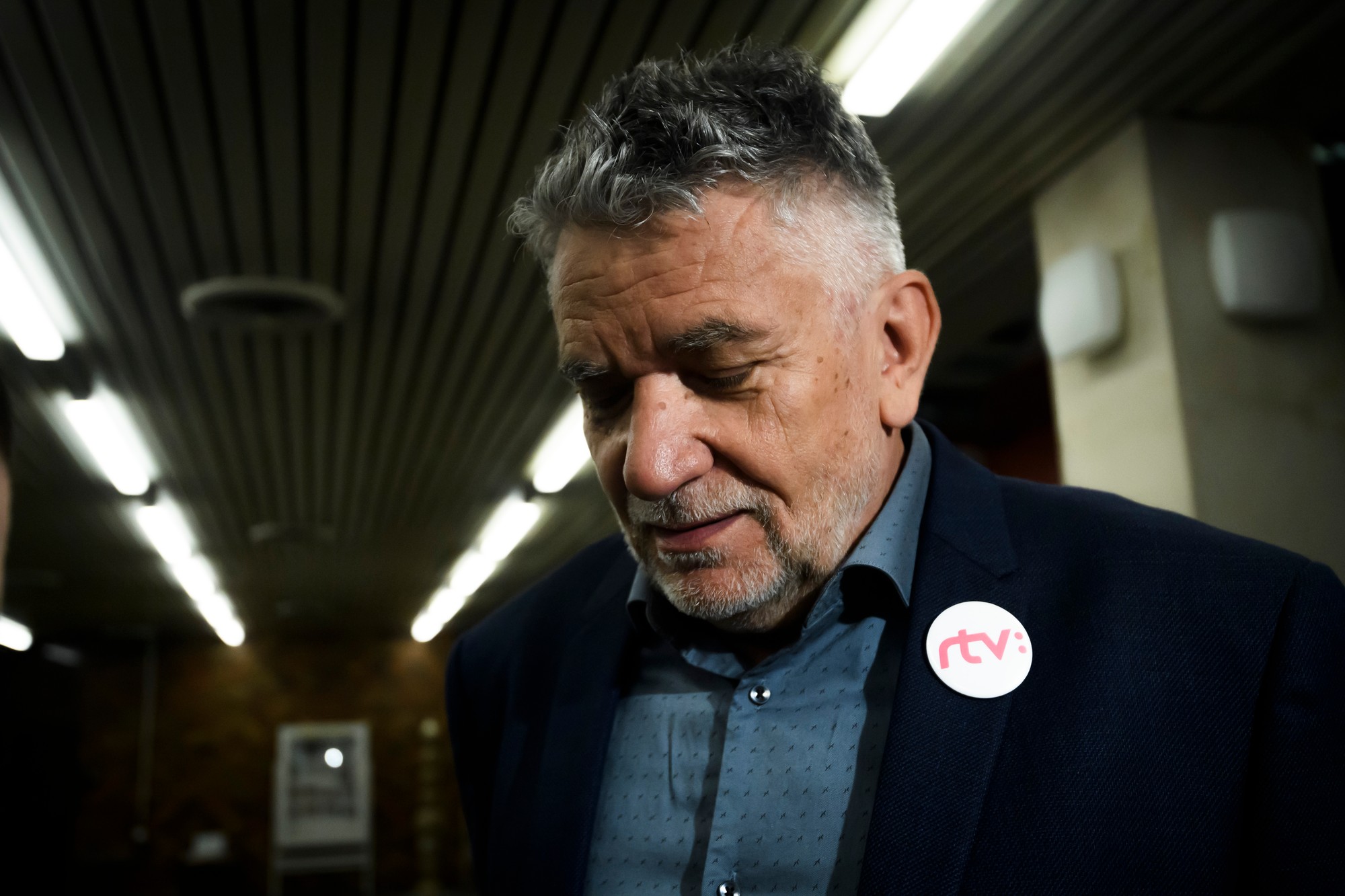 Prvý výstražný štrajk zamestnancov a spolupracovníkov RTVS v Bratislave 10. júna 2024 - generálny riaditeľ RTVS Ľuboš Machaj.